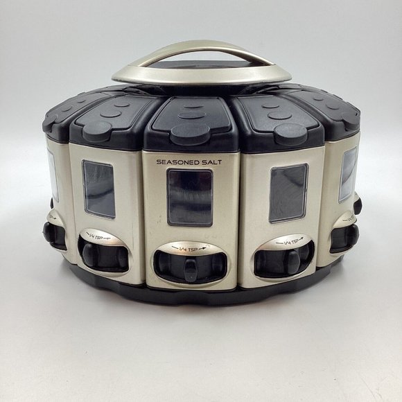 KitchenArt 12 Spice Container Turn-Table Carousel 1/4 Tsp Auto-Measure Herb Rack - Picture 5 of 12